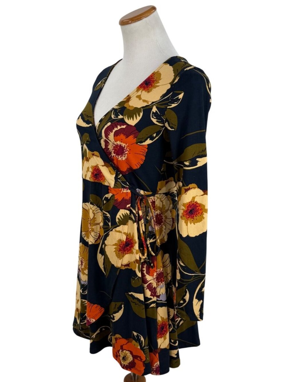 Altar'd State Navy Moody Floral Faux Wrap Dress S| Pin-Up Boho Cottagecore Indie - Picture 6 of 16